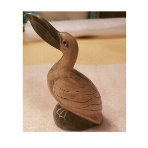 Hand-carved Pelican Water Buffalo Horn Vintage